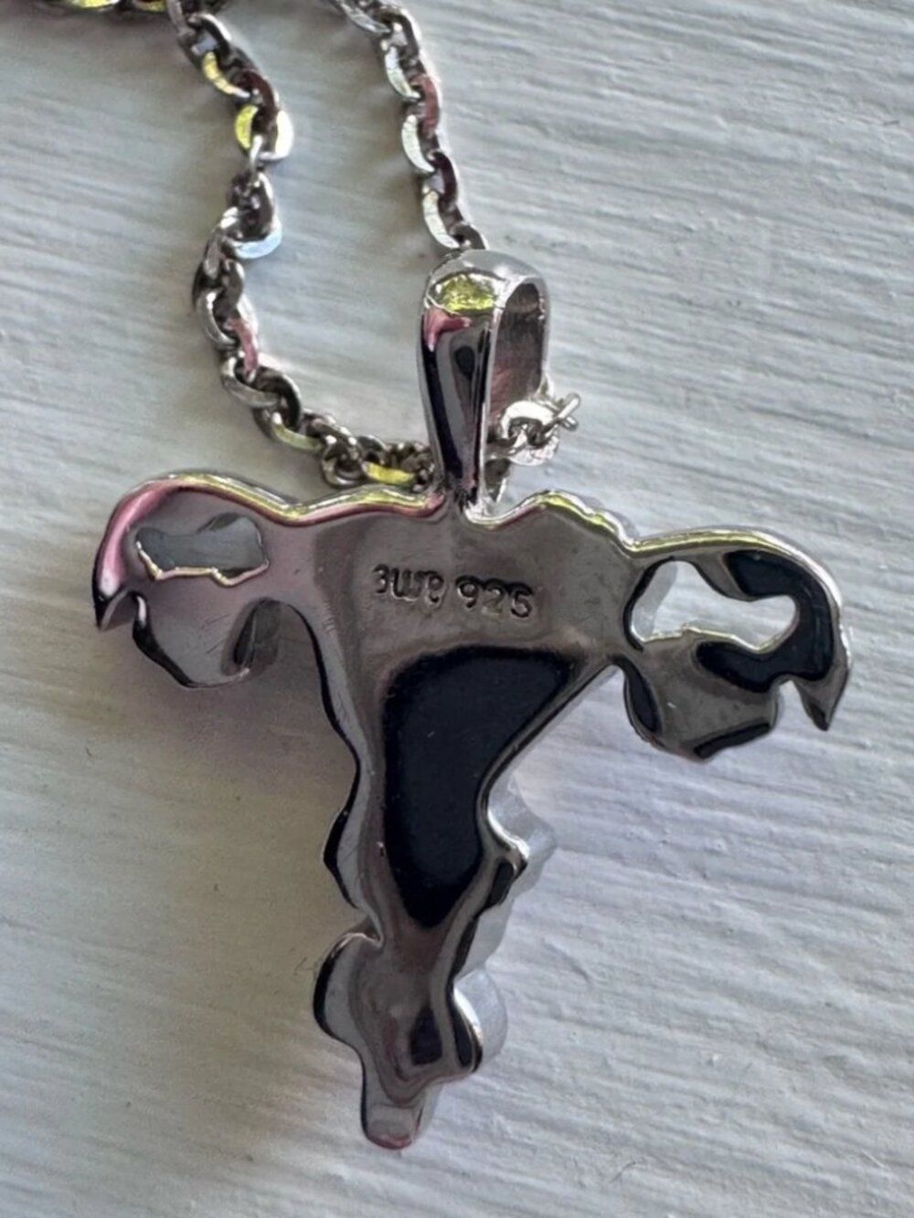 Stamped S925 Floral Pendant with Chain - Picture 3 of 4